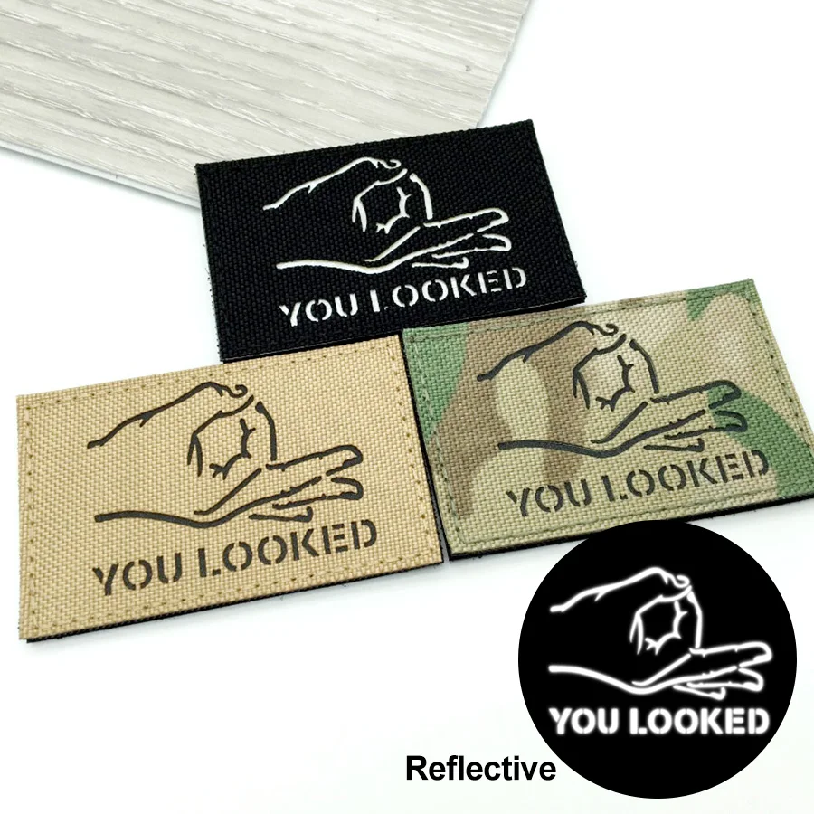 

YOU LOOKED Tactical Patches IR Reflective Hook and Loop Badges for Armband Backpack Shoulder Stripes Morale Emblem