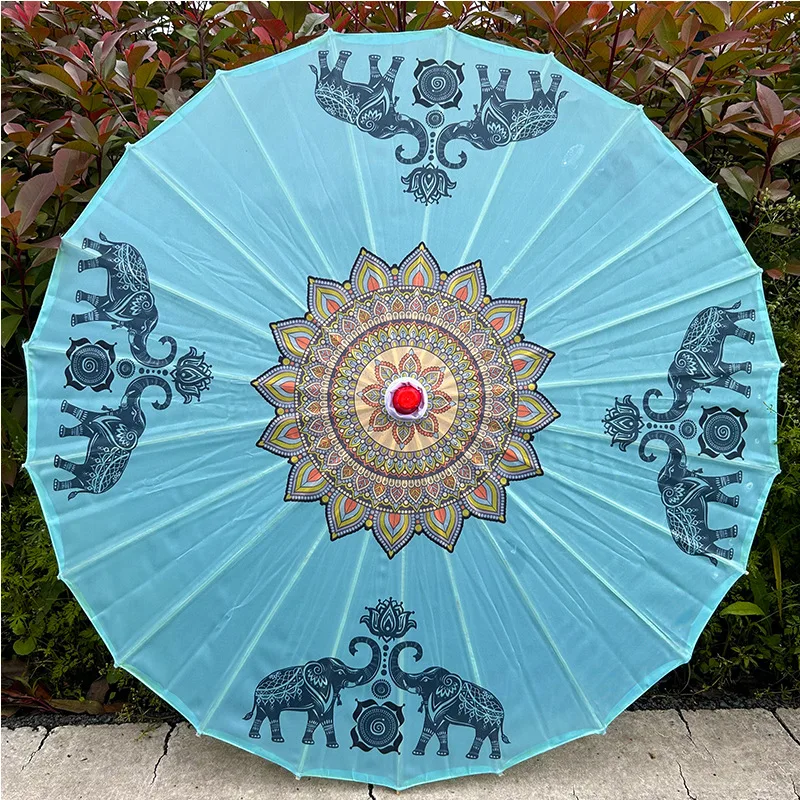 Thailand Style Silk Oil Paper Umbrella Hotel Ceiling Decoration Umbrella Classical Chinese Craft Dance Umbrella Parasol