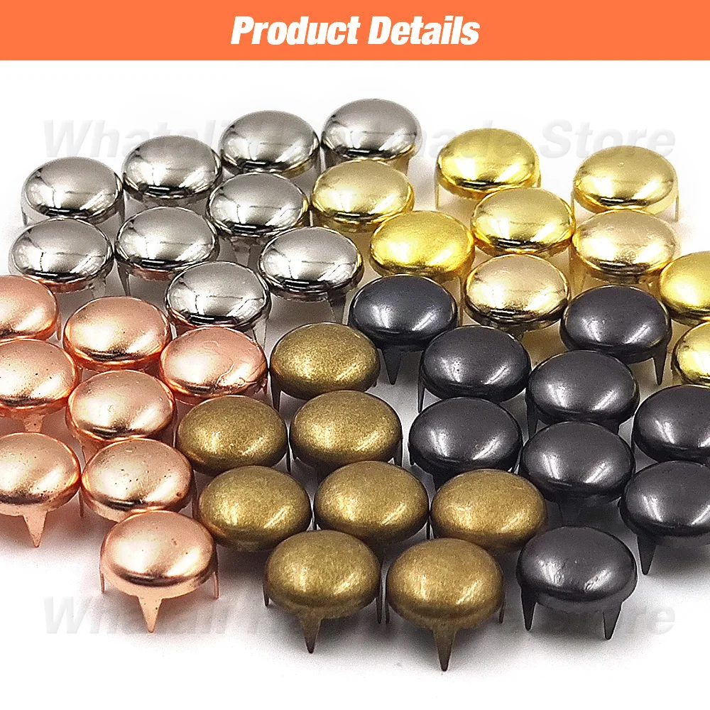 Metal Spike Rivets Round Studs Punk Rock Leather Craft Four Claw For Rivets Clothes Shoes Bags Bracelets 100Pcs 6-12mm