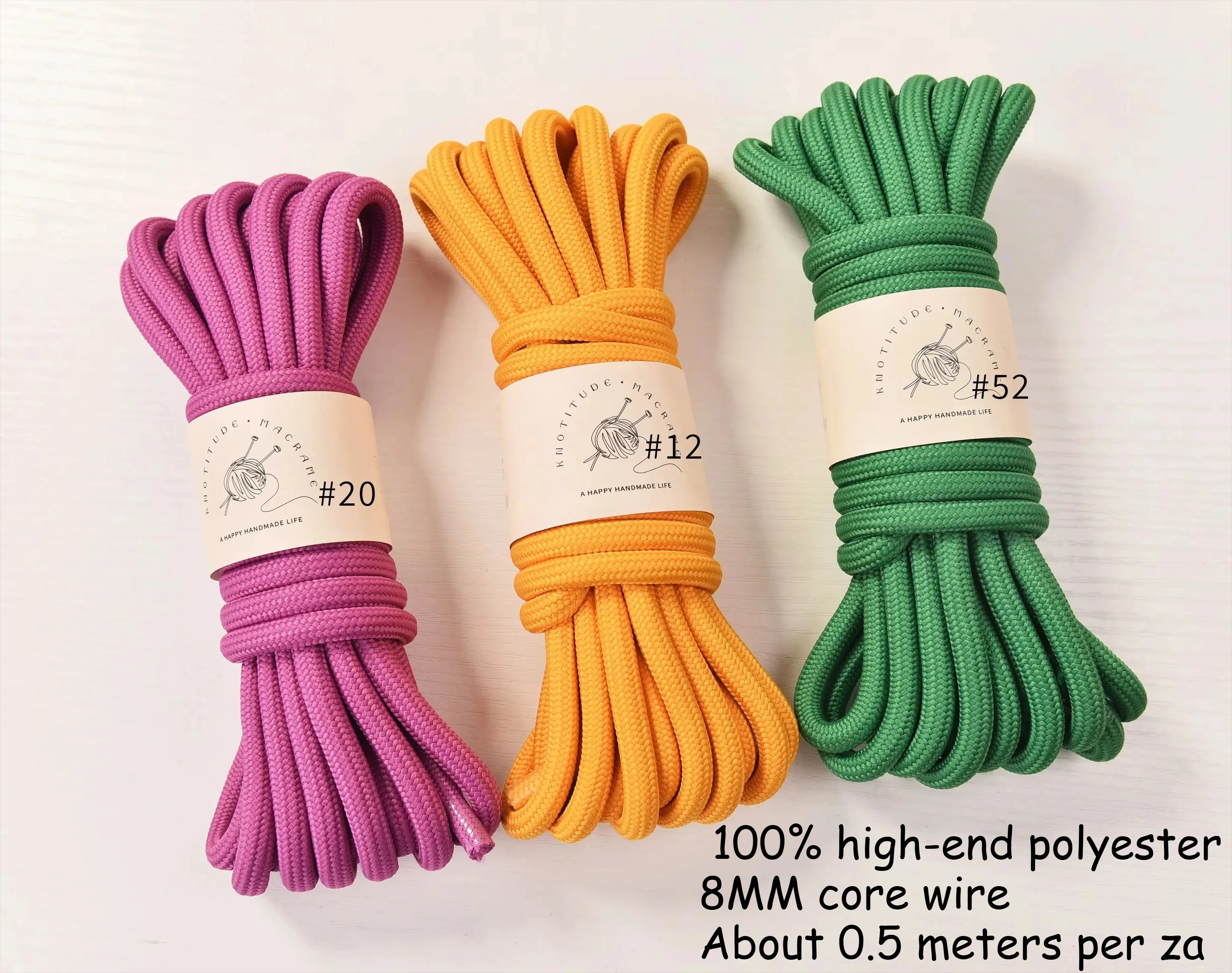 Polyester Braid Cord 5meters Pet Leash Safety Rope Outdoor Thick Macrame Cord for Bag Making and DIY Handmade Accessory/8MM