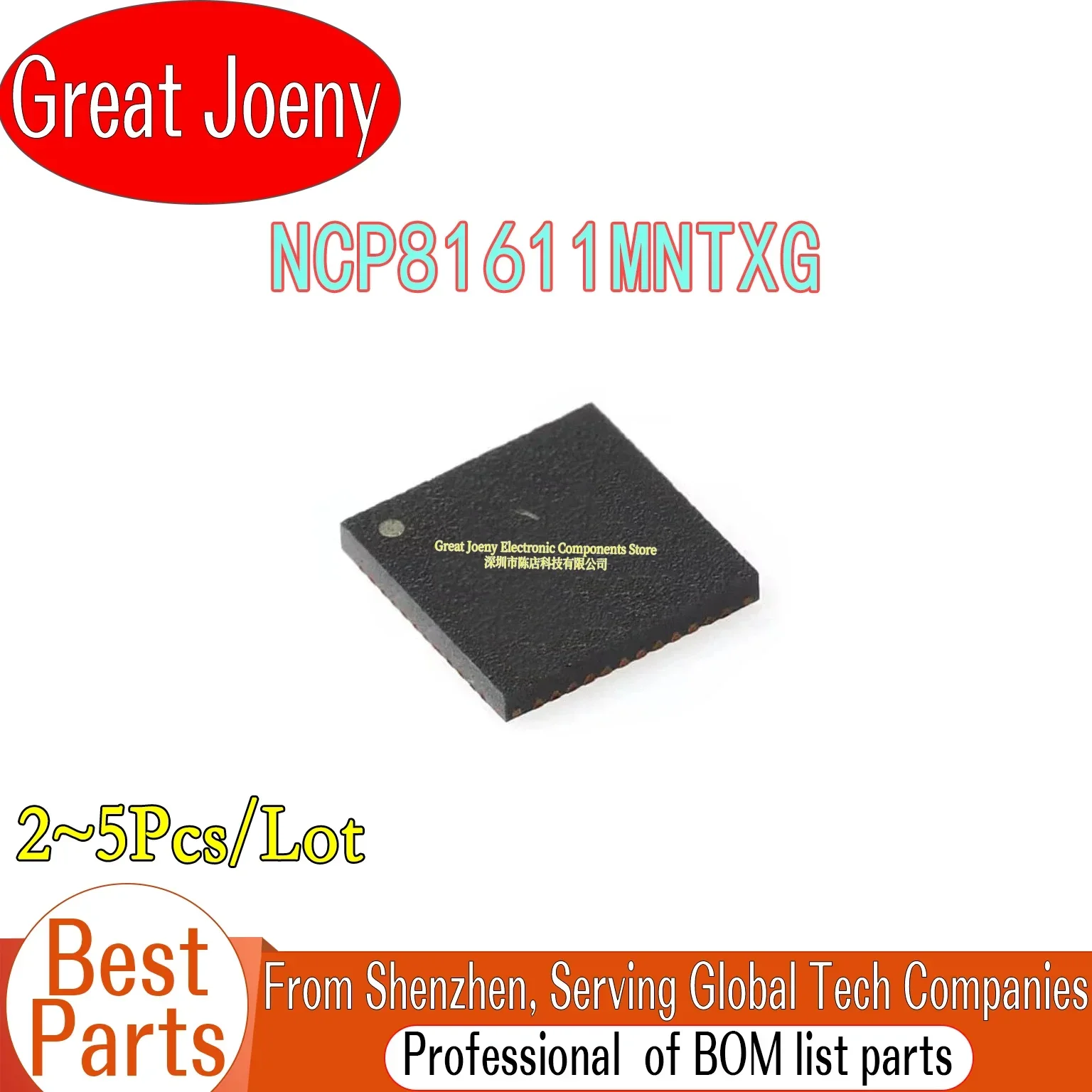 

(2-5piece)100% New NCP81611MNTXG NCP81611 QFN-40 Chipset Bulk Best Price Plastic Casing