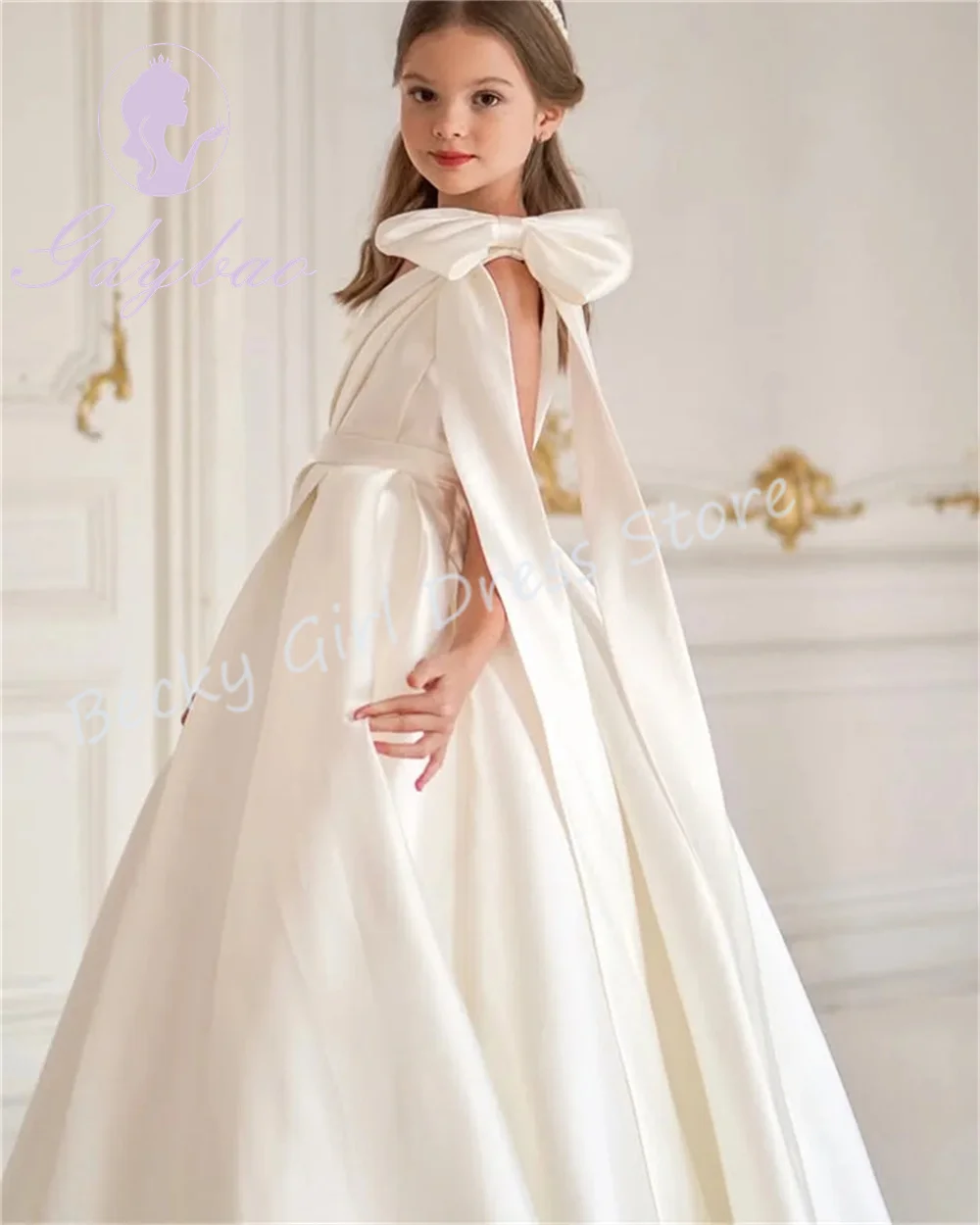 فساتين فتاة الزهور باللون الأزرق السماوي مخصصة لحفلات الزفاف الأنيقة من الساتان بكتف واحد الأميرة الأولى بالتواصل المقدس فستان Quinceanera