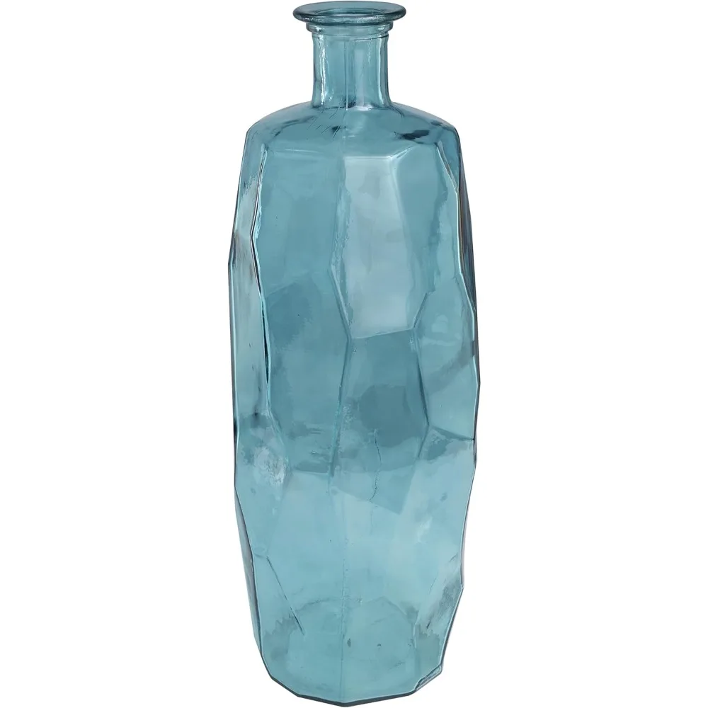 

Recycled Glass Handmade Decorative Vase Tall Bottleneck Centerpiece Vase, Flower Vase for Home Decoration 11" x 11" x 29"