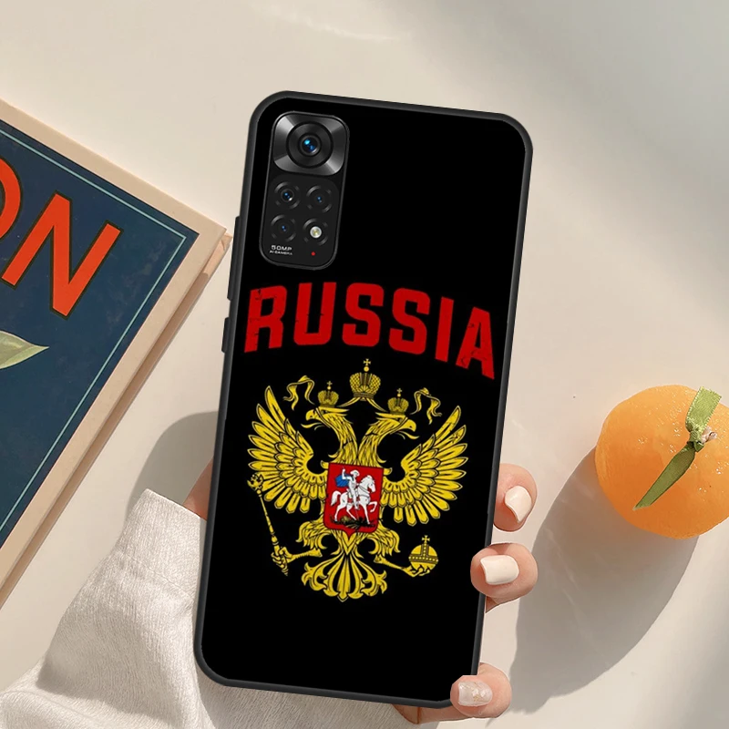 Russia Flag Coat Arms Case For Xiaomi Redmi Note 10 11 8 9 12 Pro Redmi Note 12S 11S 10S 9S 9C 10C 10A 12C Coque