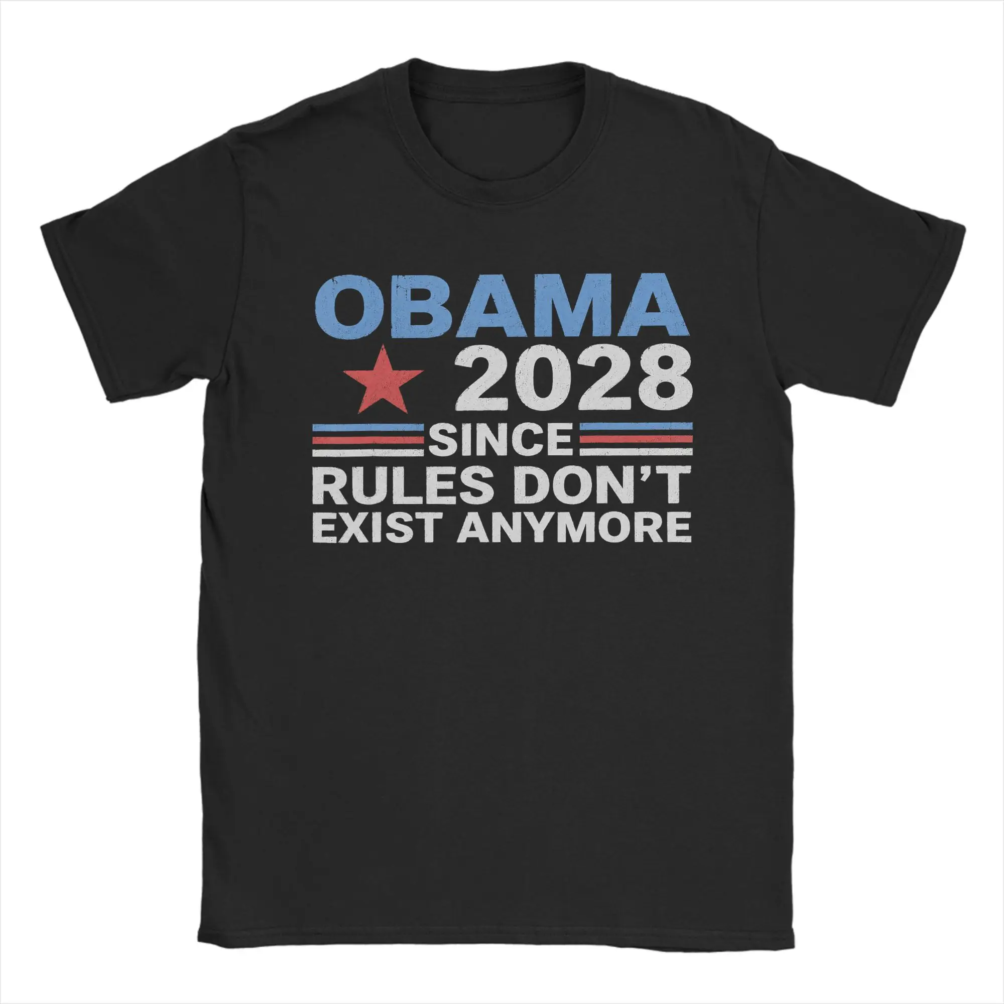 Obama 2028 Since Rules Don't Exist Anymore T-Shirt Male 100% Cotton T-Shirts Summer O Neck Hippie Tees Oversized Clothing