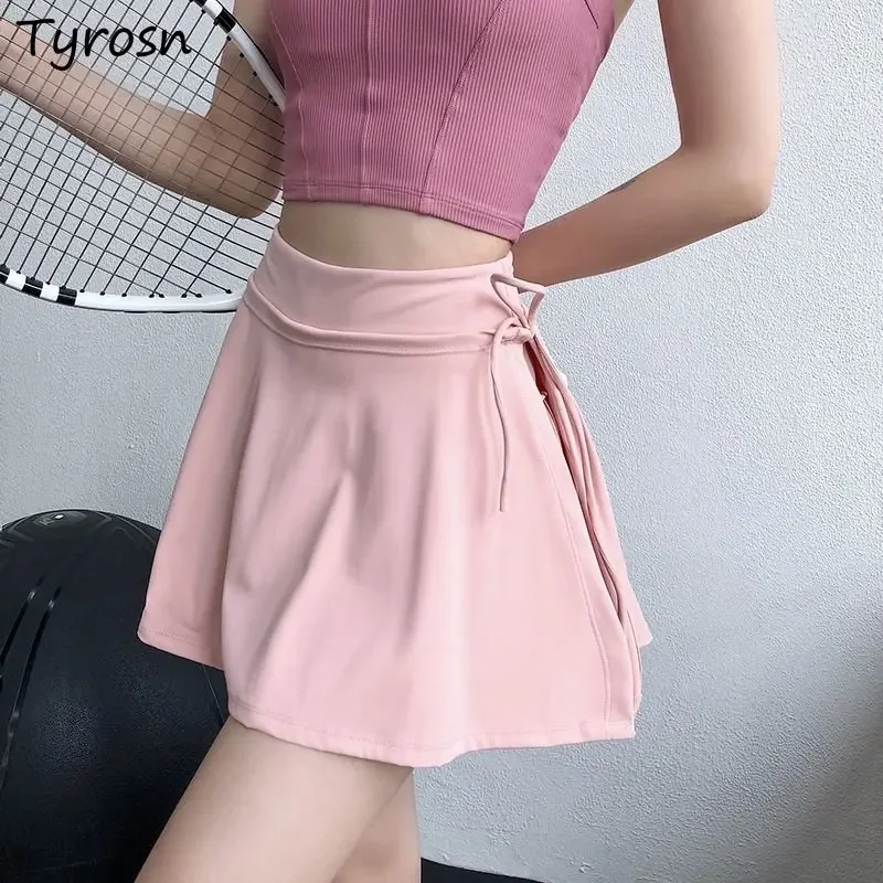 

Skirt Women A-line Minimalist High Waist Fashion Lace-up Casual Sporty Pure All-match Korean Style Female Summer Comfortable New
