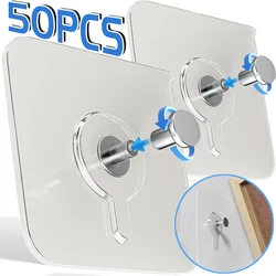 50/1x Transparent Self-adhesive Wall Hooks for Photo Frame Clock Screw Hook No Drilling No Nail Hanging Hangers Holder Organizer