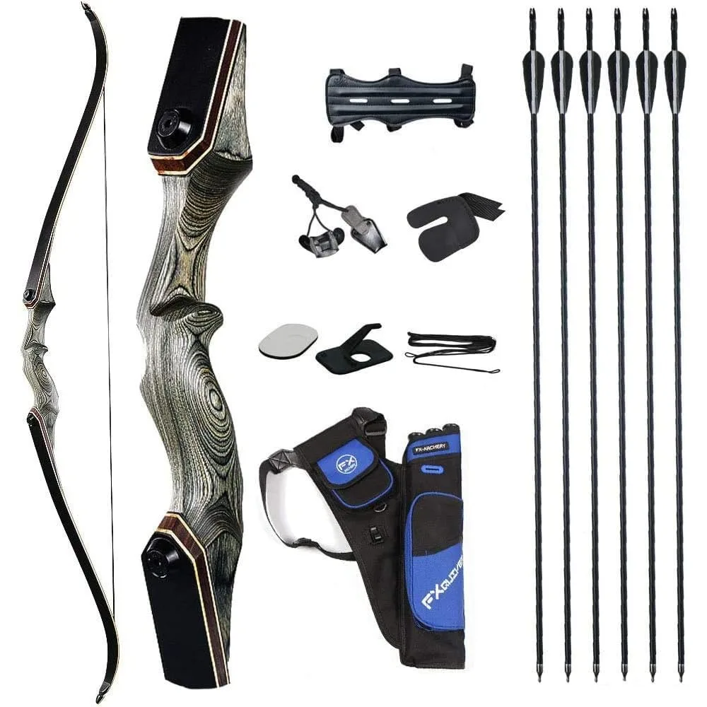 

Recurve Bow Takedown Bow Hunting Bow and Arrow Set Adult Target Practice Competition Survival Longbow Right Hand