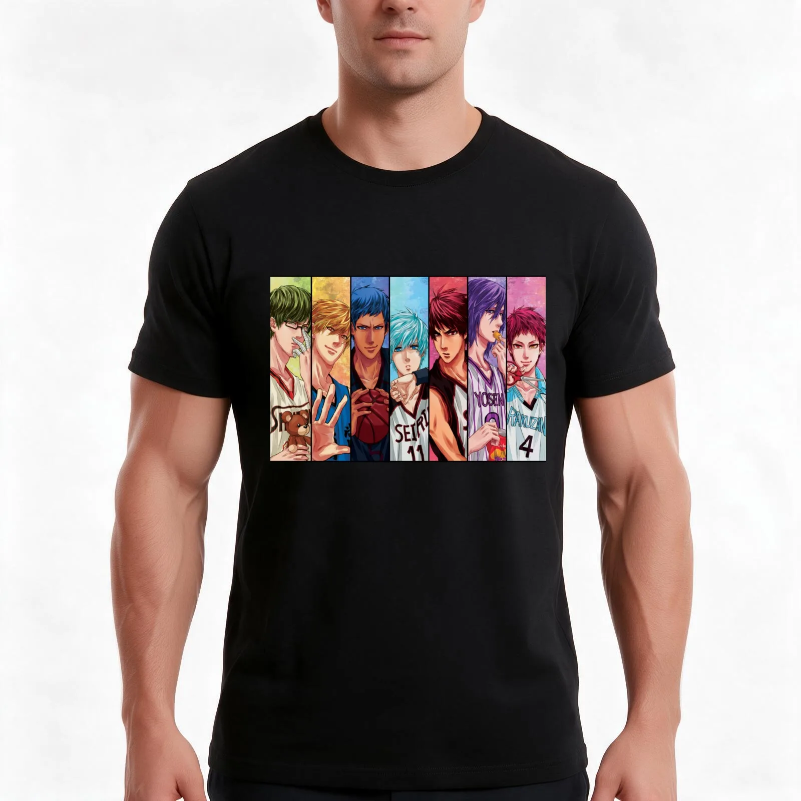 Kuroko No Basket, Basketball T-Shirt, Summer Casual Cotton Tee, Oversized Streetwear Tops, Vintage Graphic Print, 100% Cotton