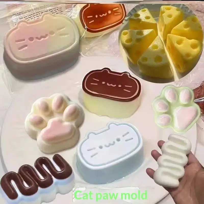 Cartoon 3D Cat Cheese Silicone Mould DIY Pudding Mousse Jelly Cheese Chocolate Mold Mochi Dessert Cake Decorating Tools Bakewar