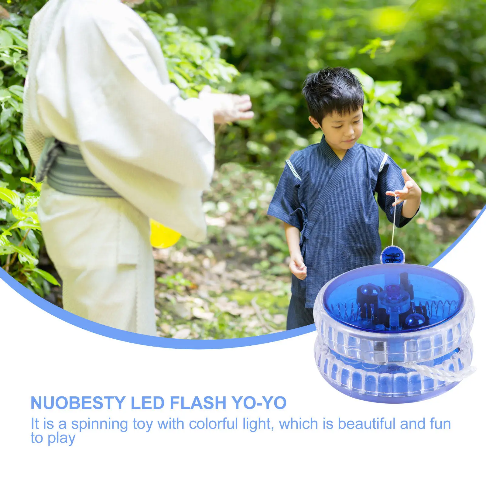 Blue LED Flashing Luminous Yoyo Ball Premium Plastic Glossy Surface Elastic Fun Party Favor Prizes Indoor Outdoor Activity