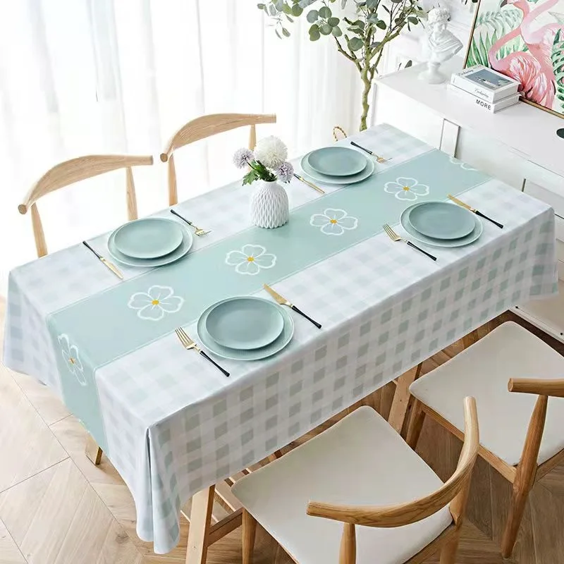 Tablecloth Waterproof Anti-scalding Fashion Lattic PVC Table Mat Household Thickened Table Cloth Tablecloth Wash Free Oil Proof