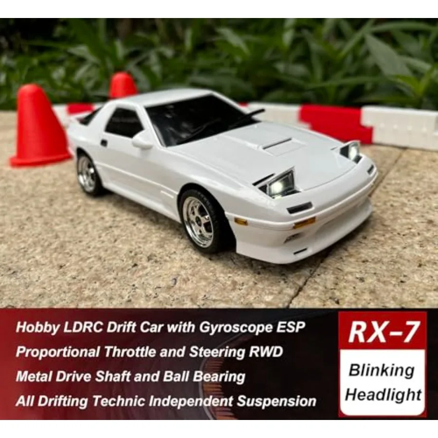 RC Drift Car for hobby racing and drifting, metal drive shaft, black, gyro-stabilized RWD with proportional control and indepen