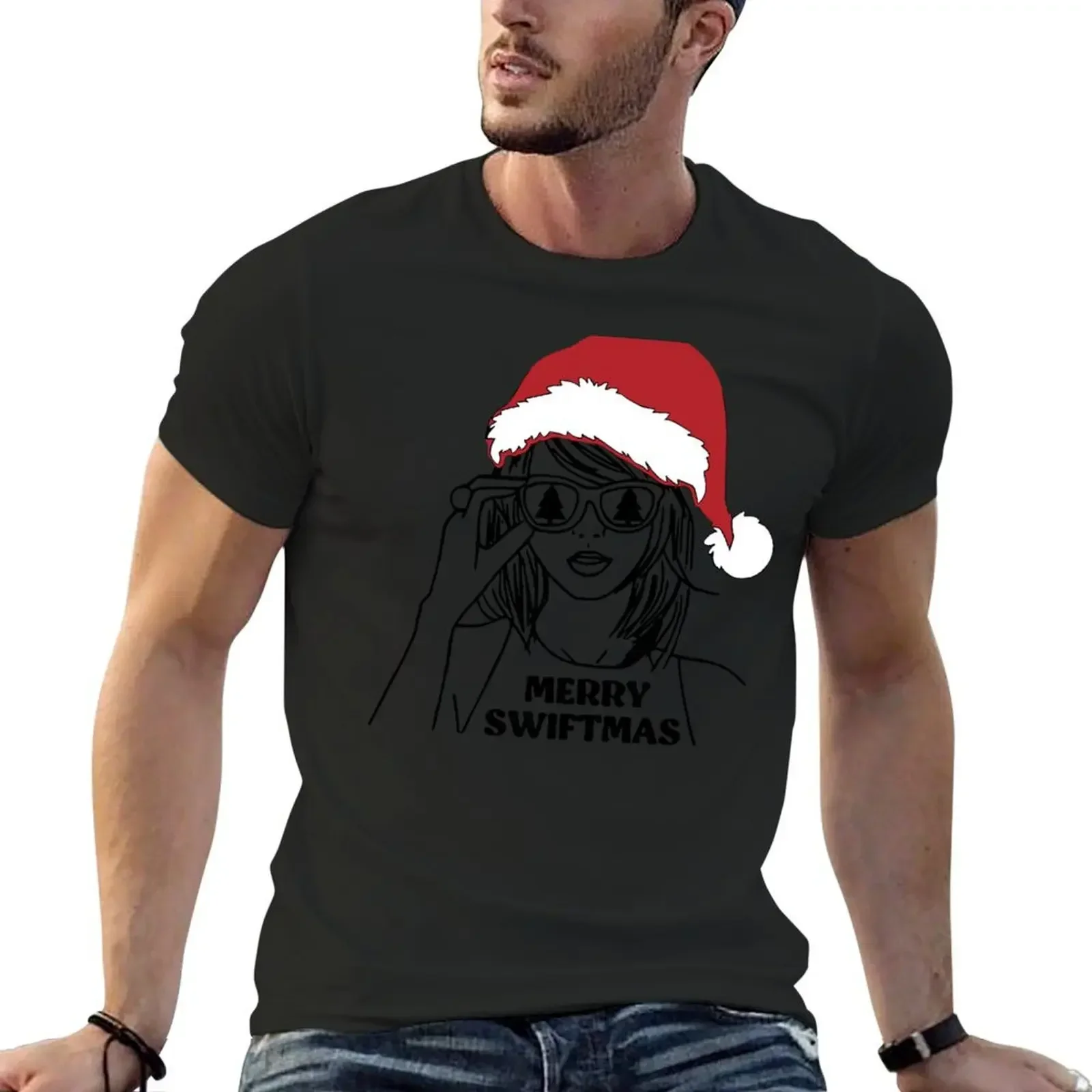 Festive Merry Swiftmas T-Shirt anime tshirt plain blue archive tops slim fit t shirts for men