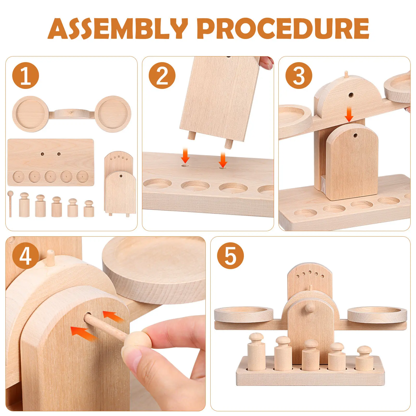 1Set Wooden Balance Scale Creative Educational Plaything for Kids Learning Numerical Calculation and Hand Eye Coordination