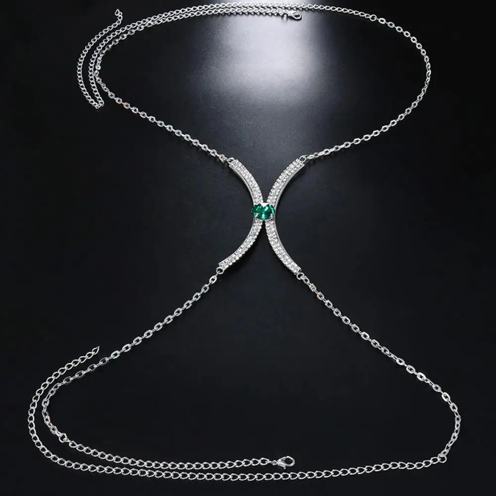 Charming Bling Rhinestone Bra Chain Lightweight Body Chain Dazzling Rhinestone Chest Chain Stage Accessories