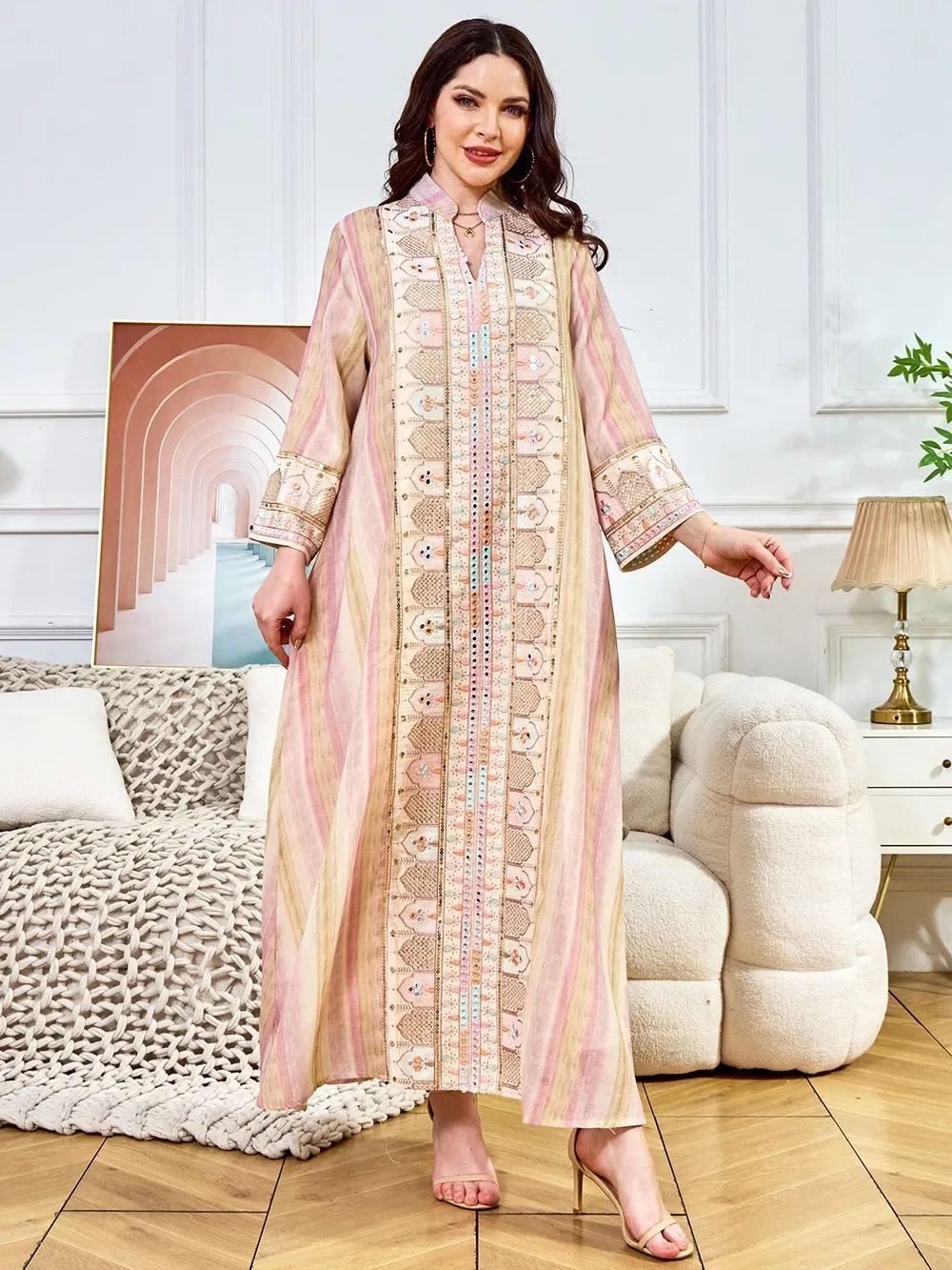 Ramadan Pailletten Lange Robe Jalabiya Marokko Eid Muslimischen Abaya für Frauen Party Kleider Dubai Stickerei Saudi Kaftan Islam Vestidos