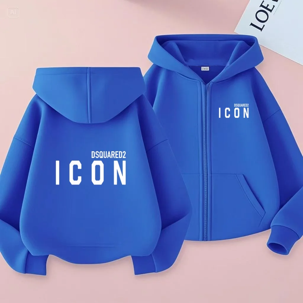 Children's Sports Clothing Loose Sports Jackets with Zippers Hooded Sweaters Suitable for Teenage Boys Girls Aged3to12years Old