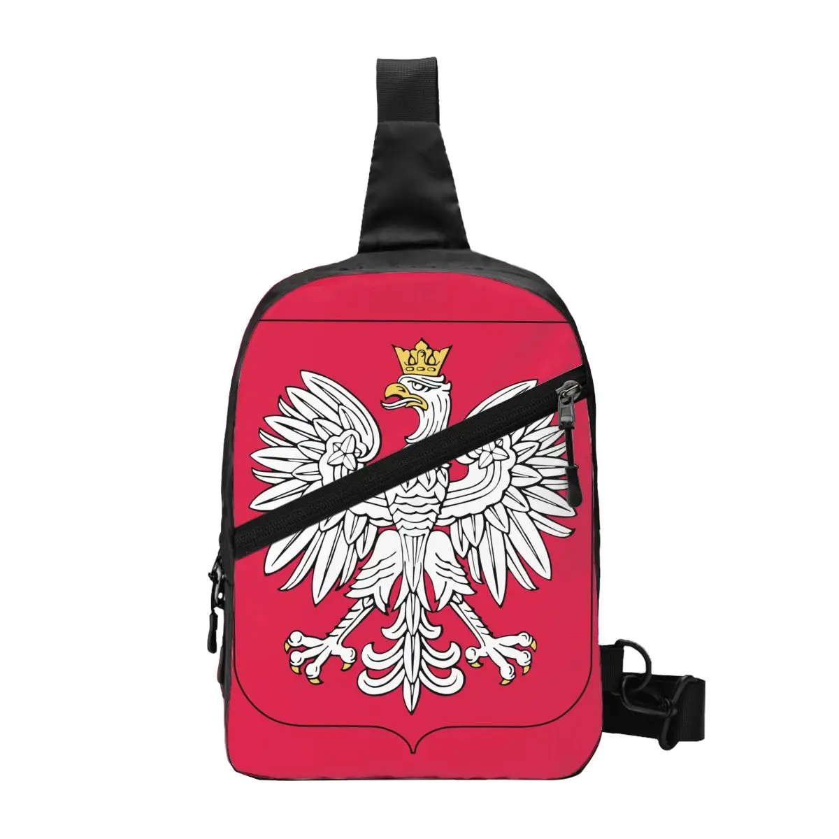 Kingdom Of Poland Flag Sling Chest Bag Custom Polska Coat Of Arms Shoulder Crossbody Backpack for Men Travel Hiking Daypack