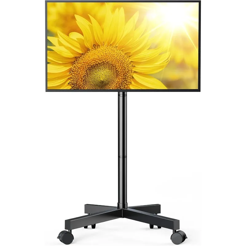 

Подставка для телевизора на колесиках для смарт-телевизоров с ЖК-дисплеем со светодиодной подсветкой OLED 4K емкостью до 88 фунтов, подставка для мобильного телевизора с регулируемой высотой
