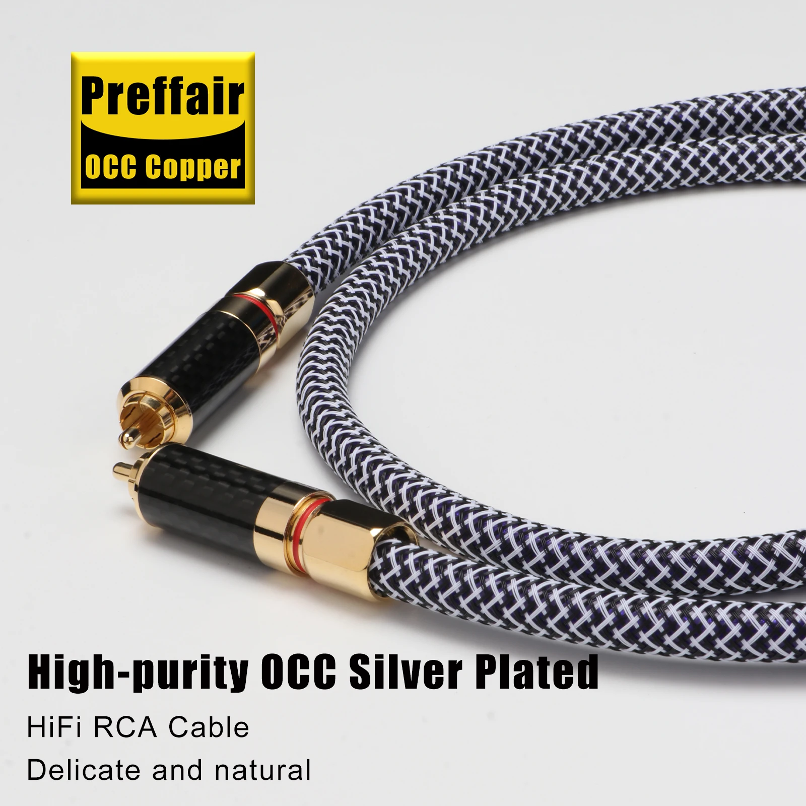 Preffair X414 Hi-End 75Ohm Coaxial Cable OCC Silver Plated Conductor HiFi RCA Cable For TV HiFi Audio DAC