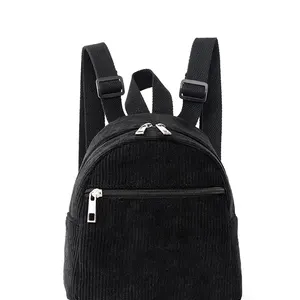 Black Mini Fashion Corduroy Women's Backpack Small Backpack Small School Backpack 12 Main Sales Black Women's Backpack - №3