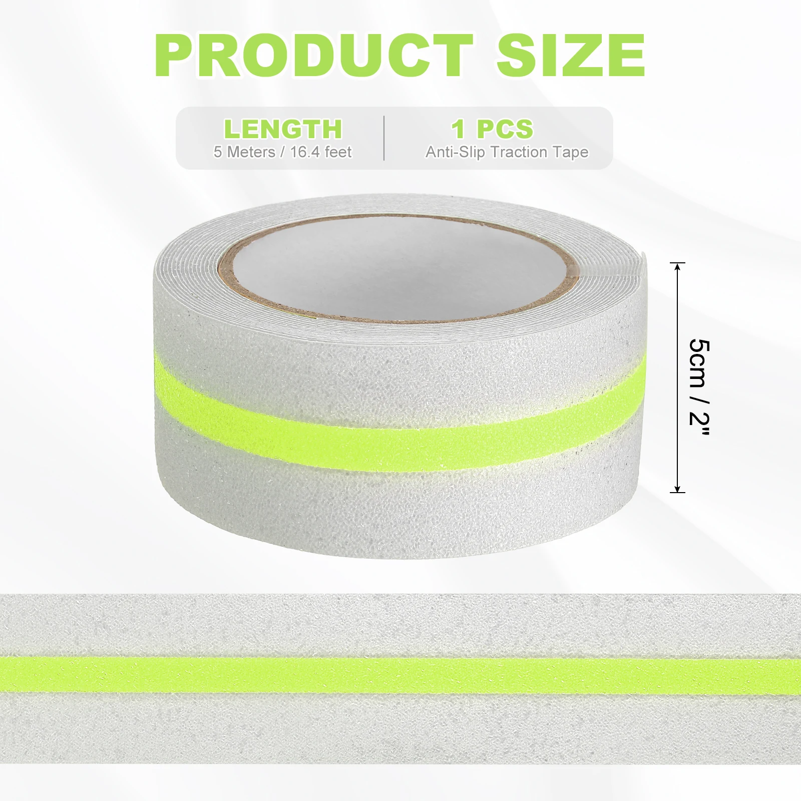 2/4/6 Inch x16.4/32.8ft Anti Slip Traction Tape Clear Grip Self-adhesive Tape with Green/Blue/Orange/Yellow/Dark Green/Pink Glow