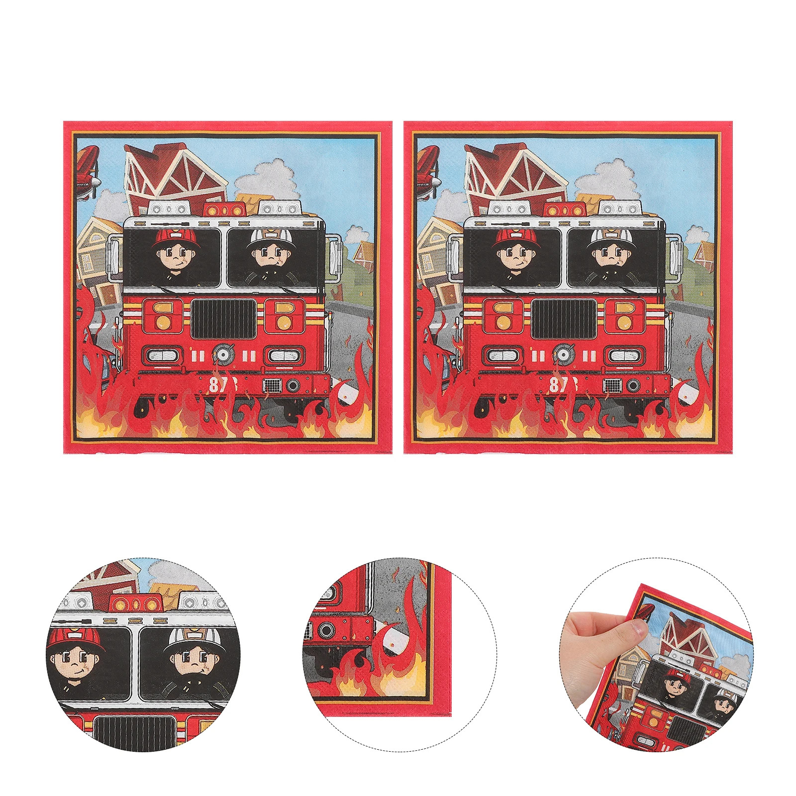 

40 Pcs Party Napkins Birthday Kids Car Fire Truck Dinner for Woman Paper Themed Tableware Disposable