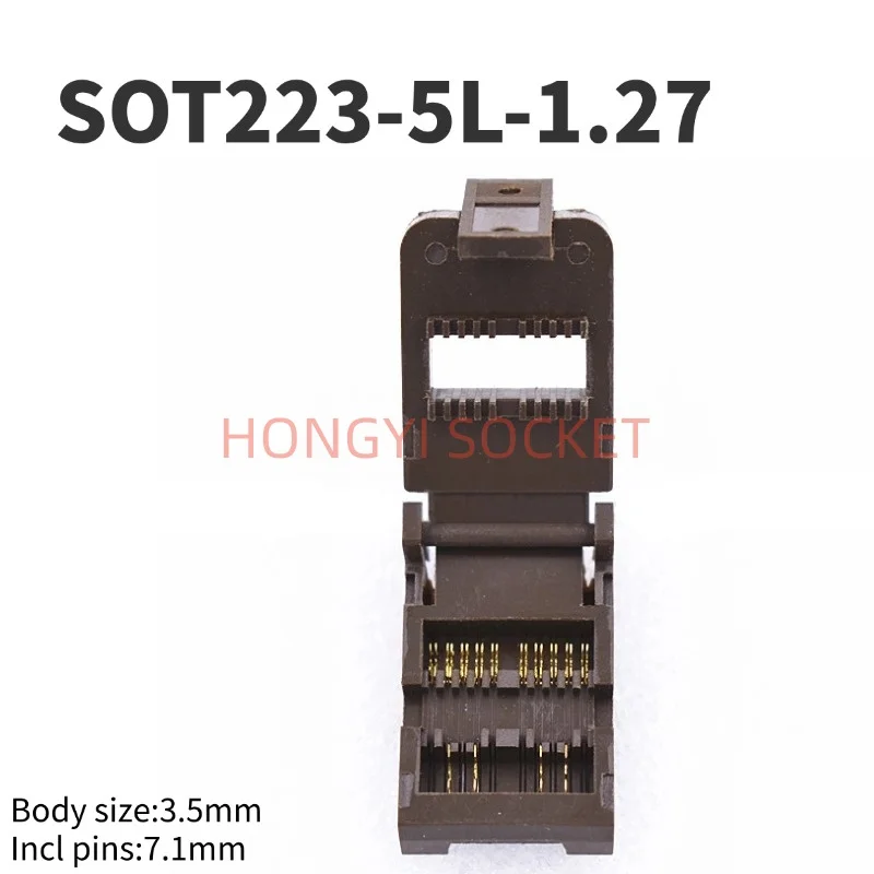 SOT223-5L 5pin IC Kelvin socket pitch1.6 chapado en oro 4 cables alta precisión Burn-in/programa/prueba HAST 30V 50mΩ asiento de prueba