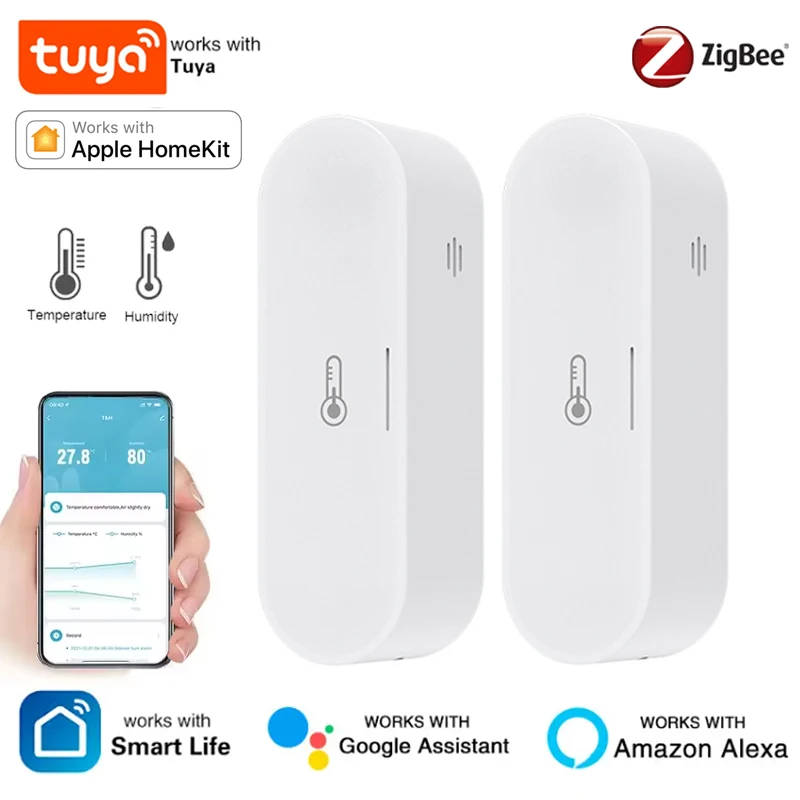 

Tuya Smart Zigbee Temperature And Humidity Sensor HomeKit Indoor Thermometer For Home Work With Alexa Google Home Assistant