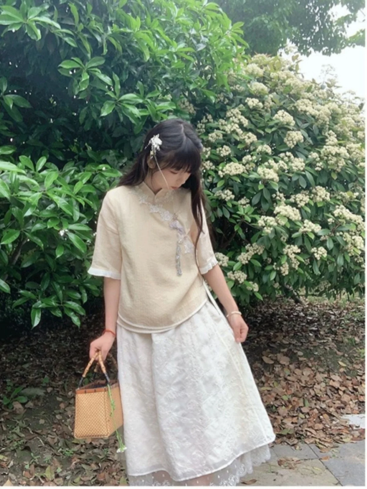 

New Chinese Sle Zen Inspired Women's Outfit Set with Top And ter Skirt for Daily Commuting And Faionable Ensemble