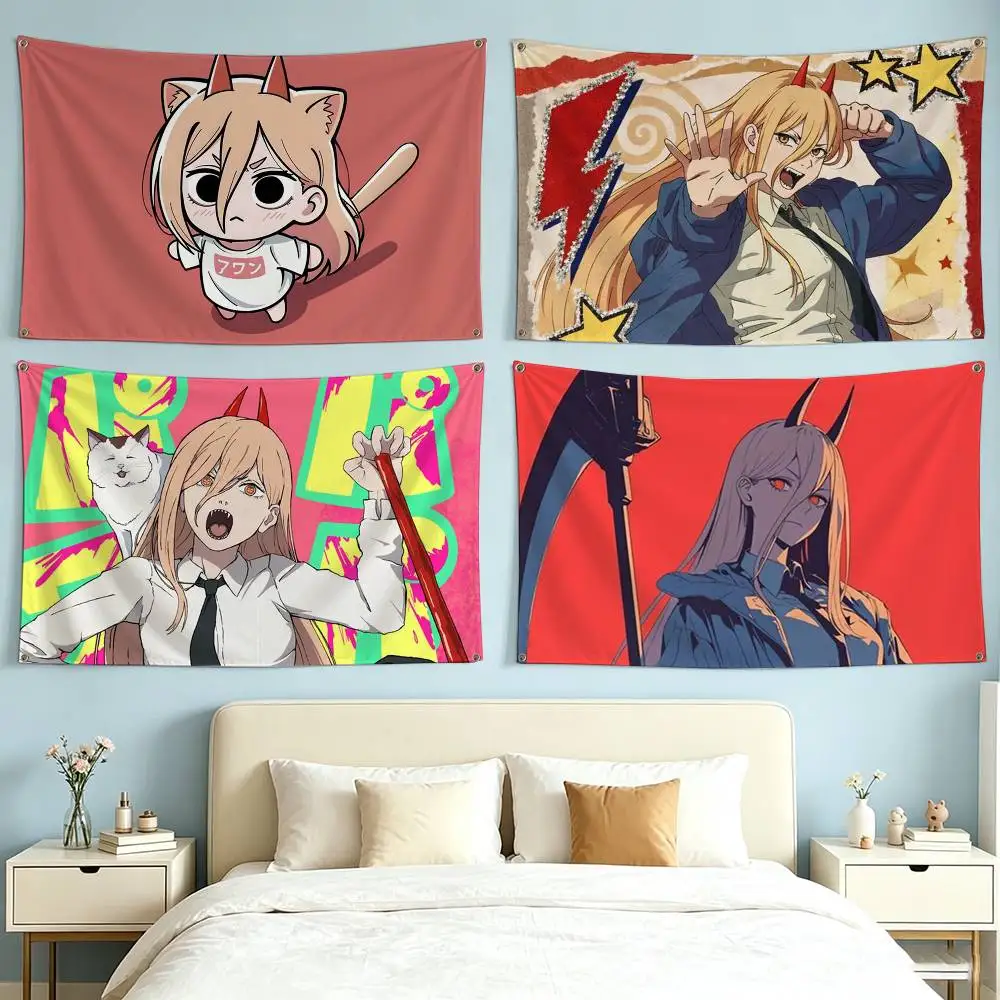 Anime C-Chainsaw Man P-Power Flag Suitable For Party Club Outdoor Interior Wall Decoration Banner Fans Gift
