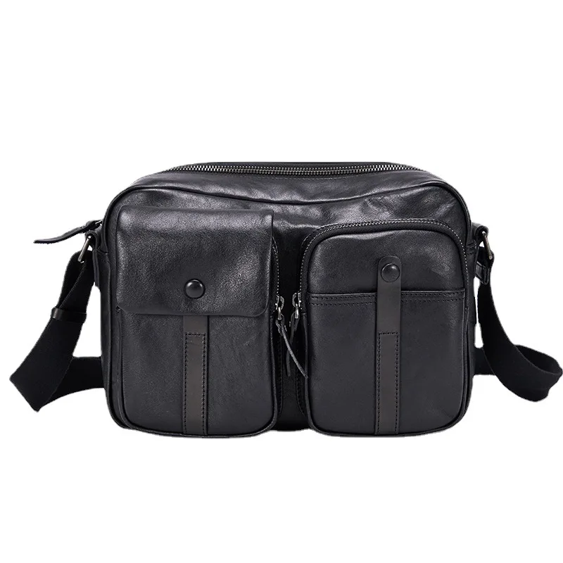 New Men Leather Shoulder Bag First Layer Cowhide Casual Business Travel Crossbody Large Capacity Satchels Messenger Bag