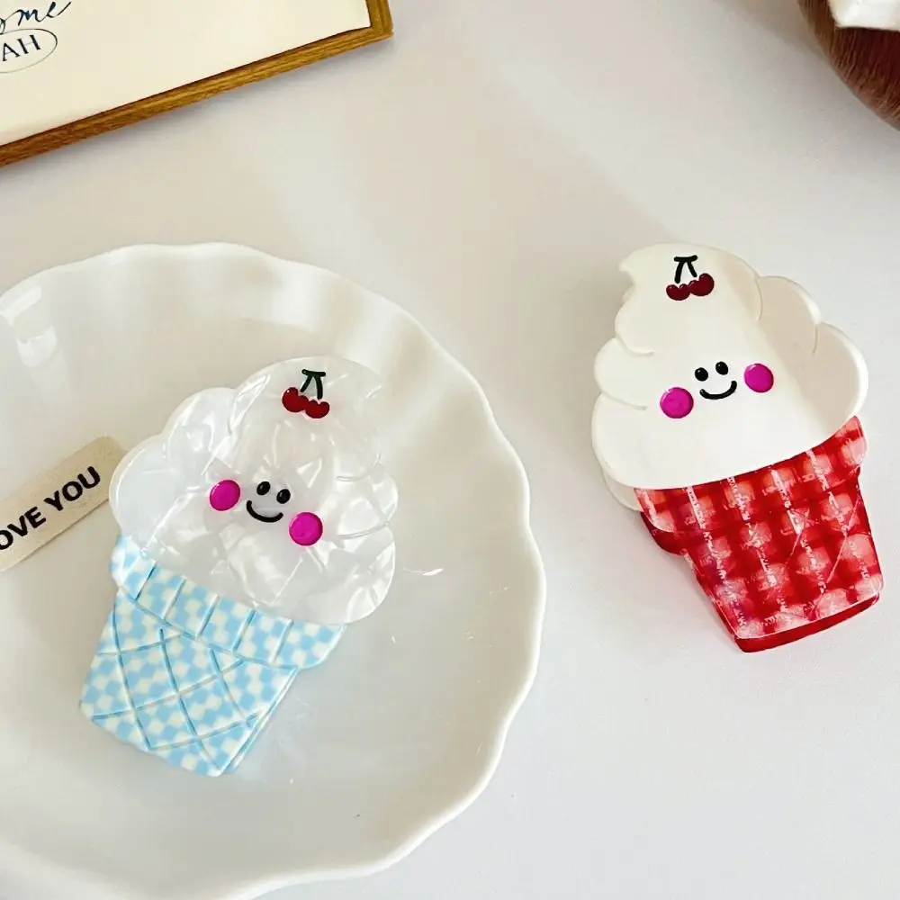 

Cute Ice Cream Shark Clip Acetic Acid Sweet Ice-cream Cone Hair Claw Summer Colorful Delicious Food Claw Clip Female