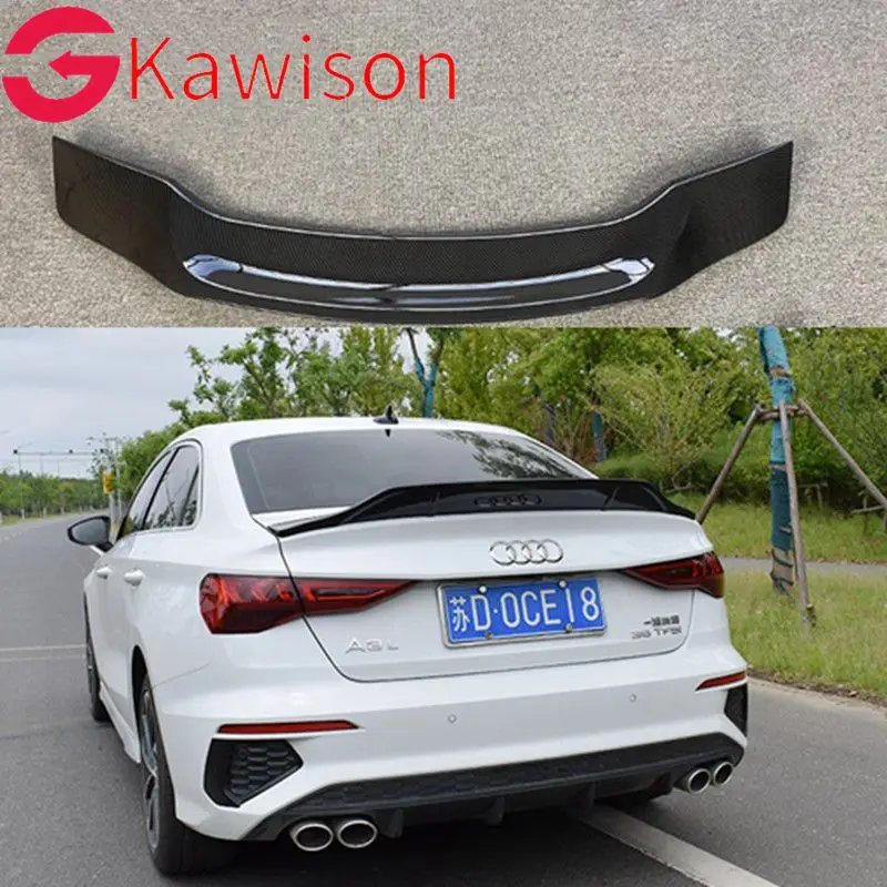 R STYLE REAL ABS REAR TAIL WING TRUNK LIP SPOILER FOR Audi A3 S3 SLINE RS3 2014 2015 2016 2017 2018 2019 2022