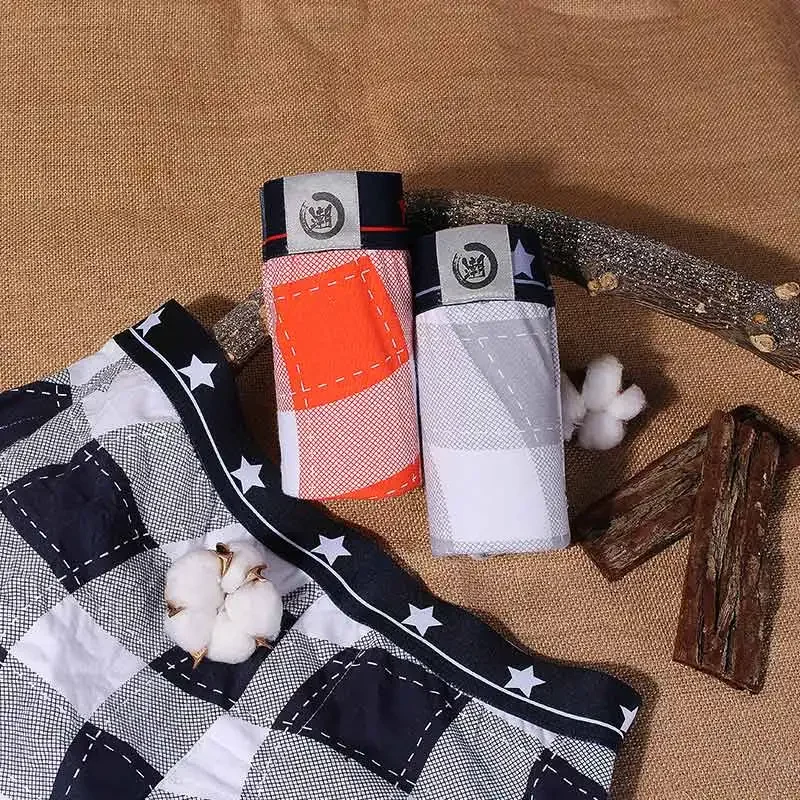 Men's underwear cotton boxers loose personality cotton boxers breathable boys plaid trend personality underwear men