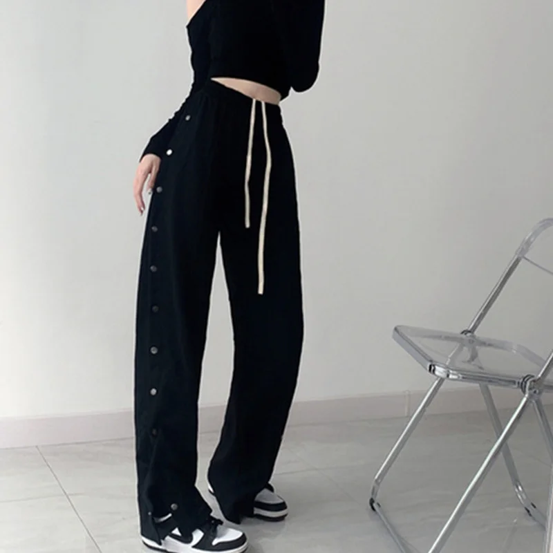 Casual Pants Women Simple Loose Basic Korean Style Fashion College Street Wear Ins Popular High Waist All-match Hot Sale Chic