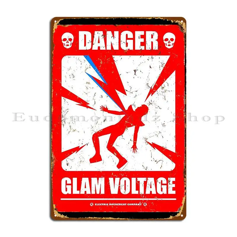 Danger Glam Voltage Rockercat Metal Sign Party Cinema Wall Decor Create Club Tin Sign Poster