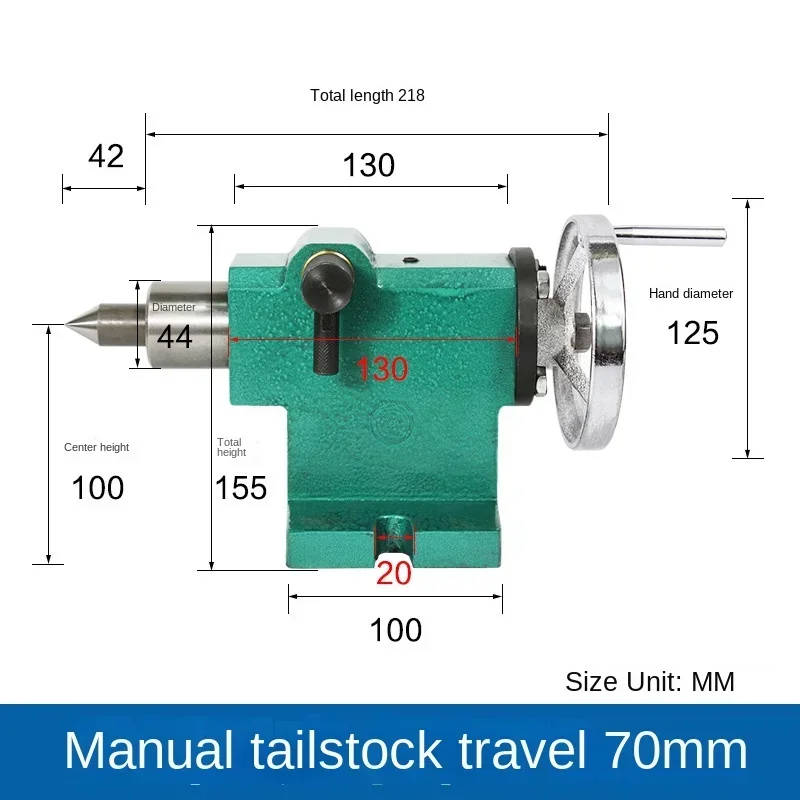 Lathe Tailstock Thimble Manual Hand Swing Tailtop Tailstock Assembly Moving Center Rotary Drill Chuck CNC Four-axis