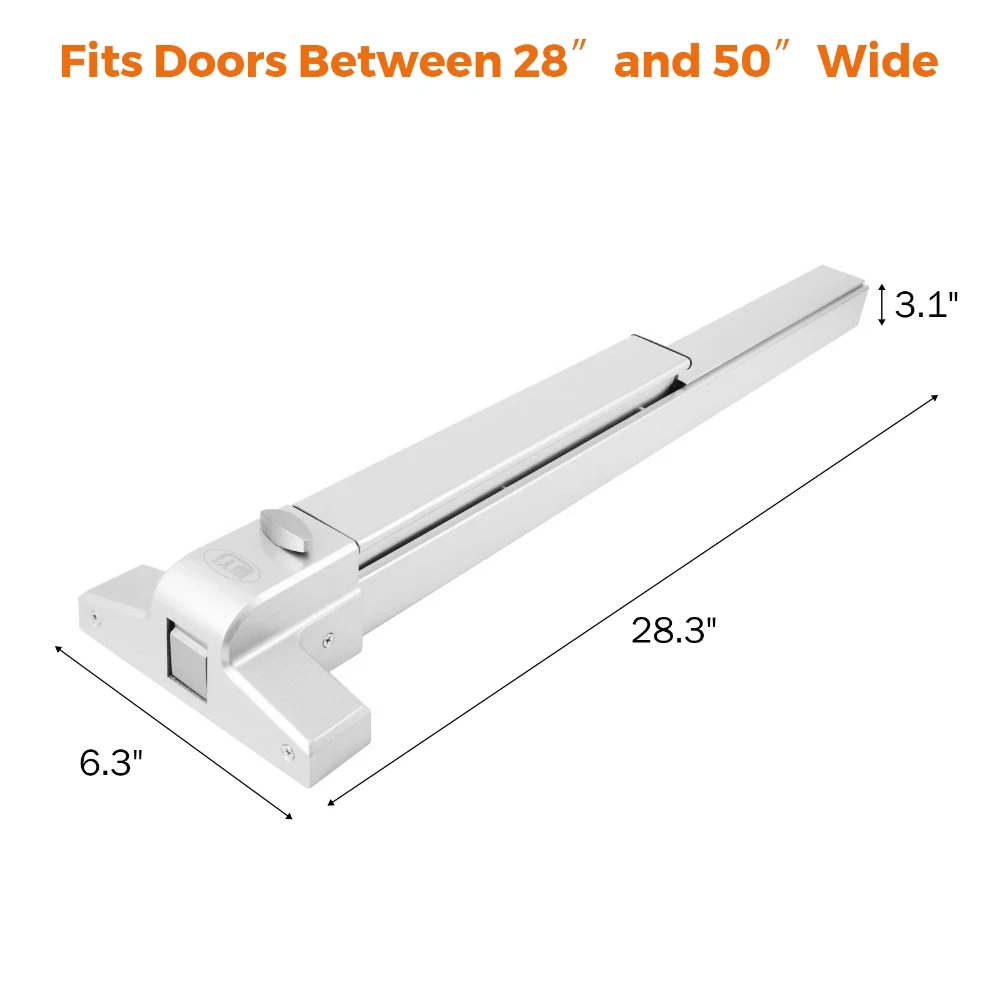 Door Push Bar Panic Exit Device with Exterior Lever Emergency Lock Keys Door Hardware for Wood Metal Door Width 70-104 cm