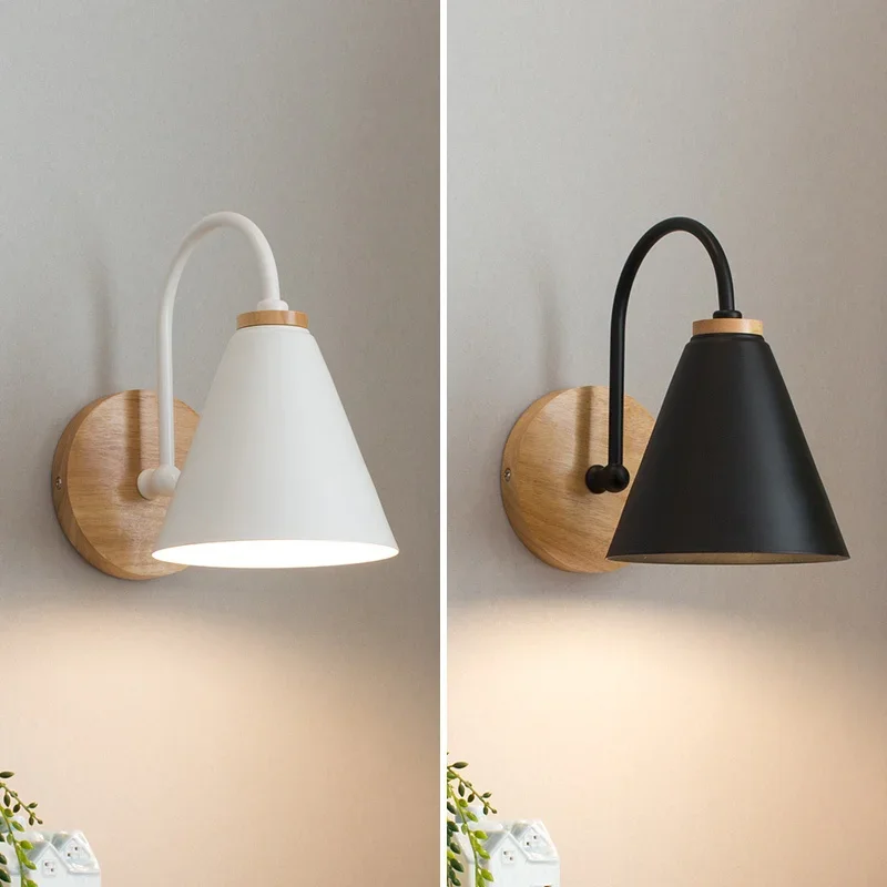 

Nordic Design Led Indoor Wall Lamps Iron Lampshade For Bedside Sconce Bedroom Lighting Stairs Home Deco Vanity Light Luminaire