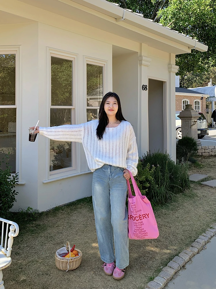 

Женские джинсы прямого кроя больших размеров, весенняя новинка, с эффектом стройности, синие, повседневные, с множеством карманов, с высокой талией, длинные.