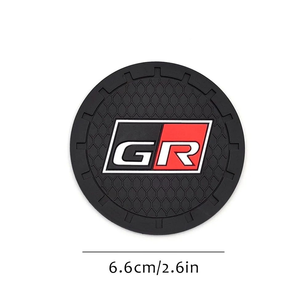 2PCS 6.6CM Car Water Cup Slot Car Coaster Decoration Accessories Anti Slip Mat Case For Toyota GR Gazoo Racing Auto Styling