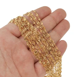 2m Stainless Steel Flat Oval Lip-shape Water-wave Chain for Pendant Necklace DIY Jewelry Making Findings Wholesale Lots Bulk