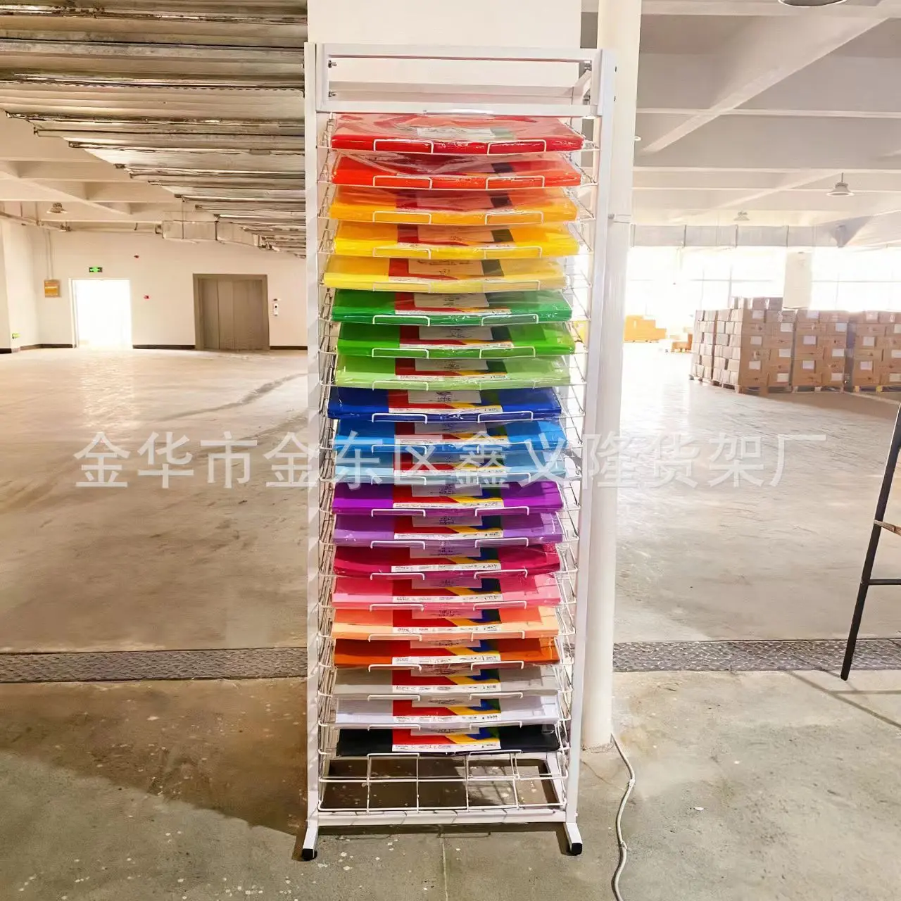 Yiwu shelf manufacturer hot-selling cardboard paper tube rack paper rack 22-layer display kindergarten handmade paper