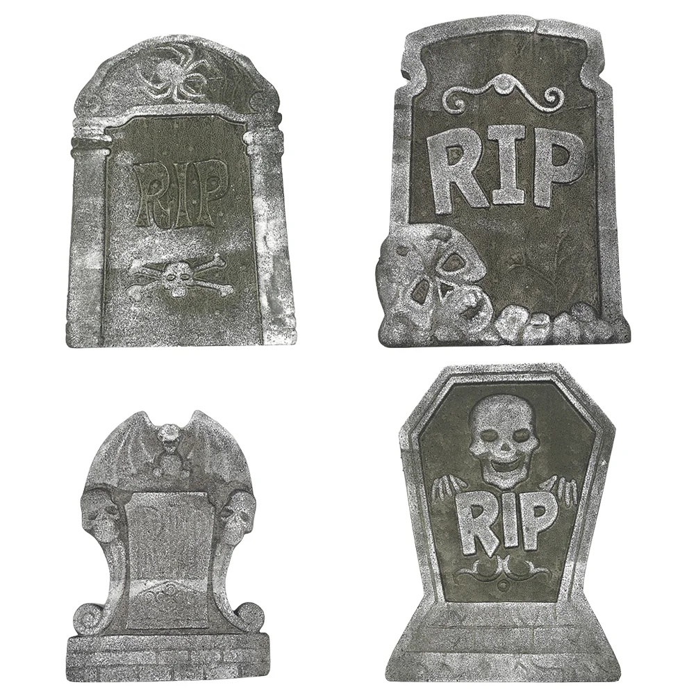 4 Pcs Decor Halloween Tombstone Props Ornament Tombstones Gravestone Scared