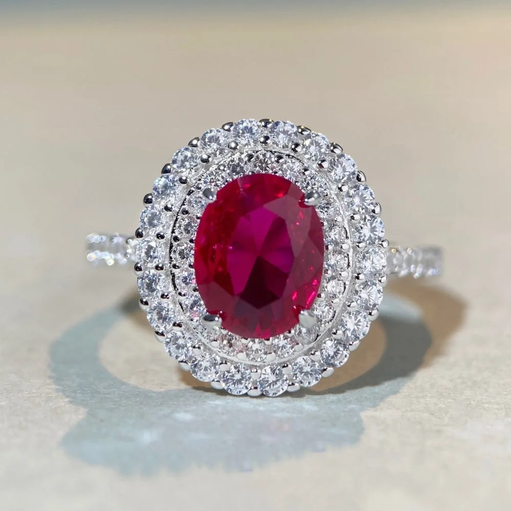 

PT950 platinum - pigeon blood red ring - elegant and luxurious live-streaming style, round-shaped with pigeon egg-shaped