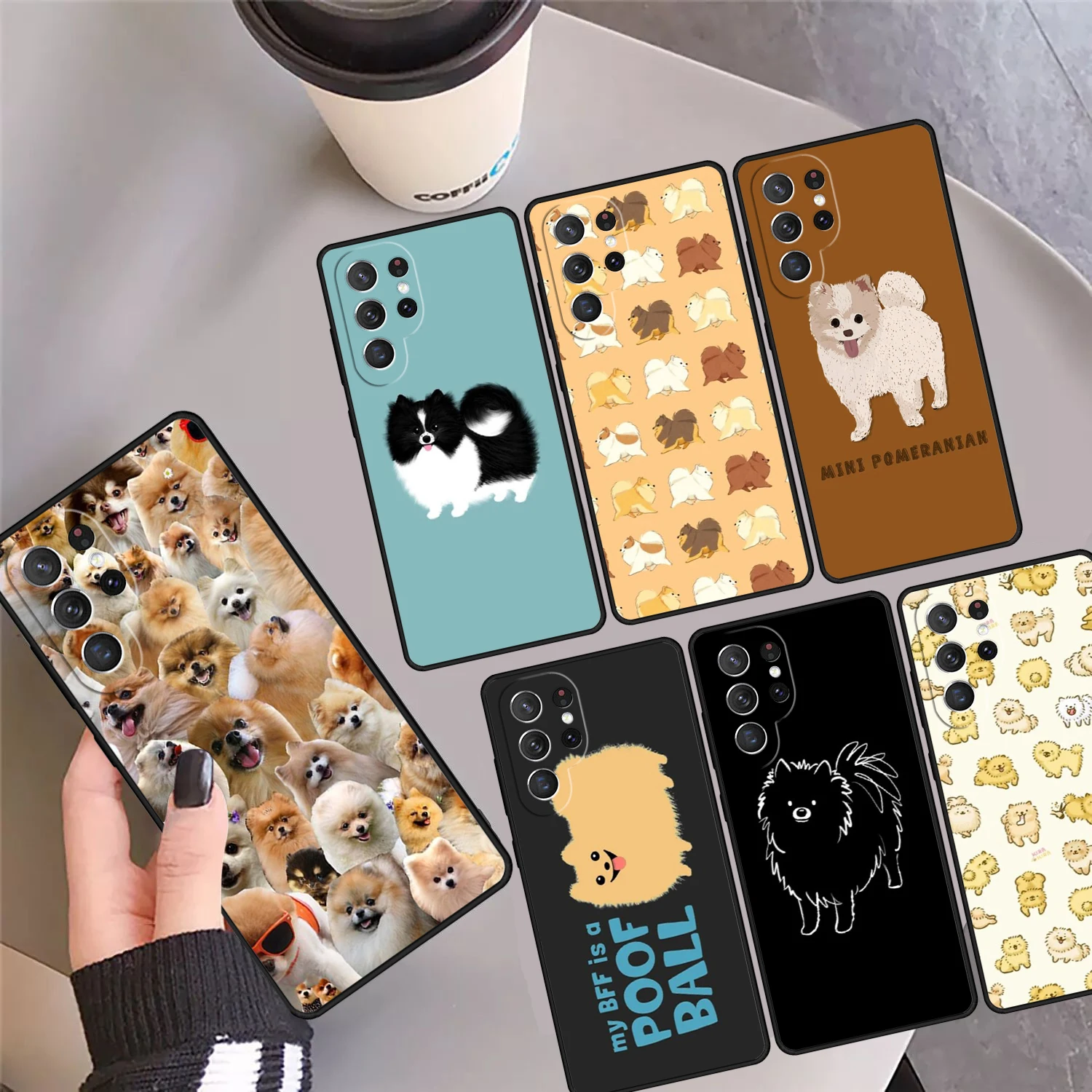 Pomeranian Dogs Dog Colorful Phone Case Cover For Samsung Galaxy S24 Ultra 23 S22 Plus S21 FE S20 S8 S9 S10 Note 10 Pro Note 20