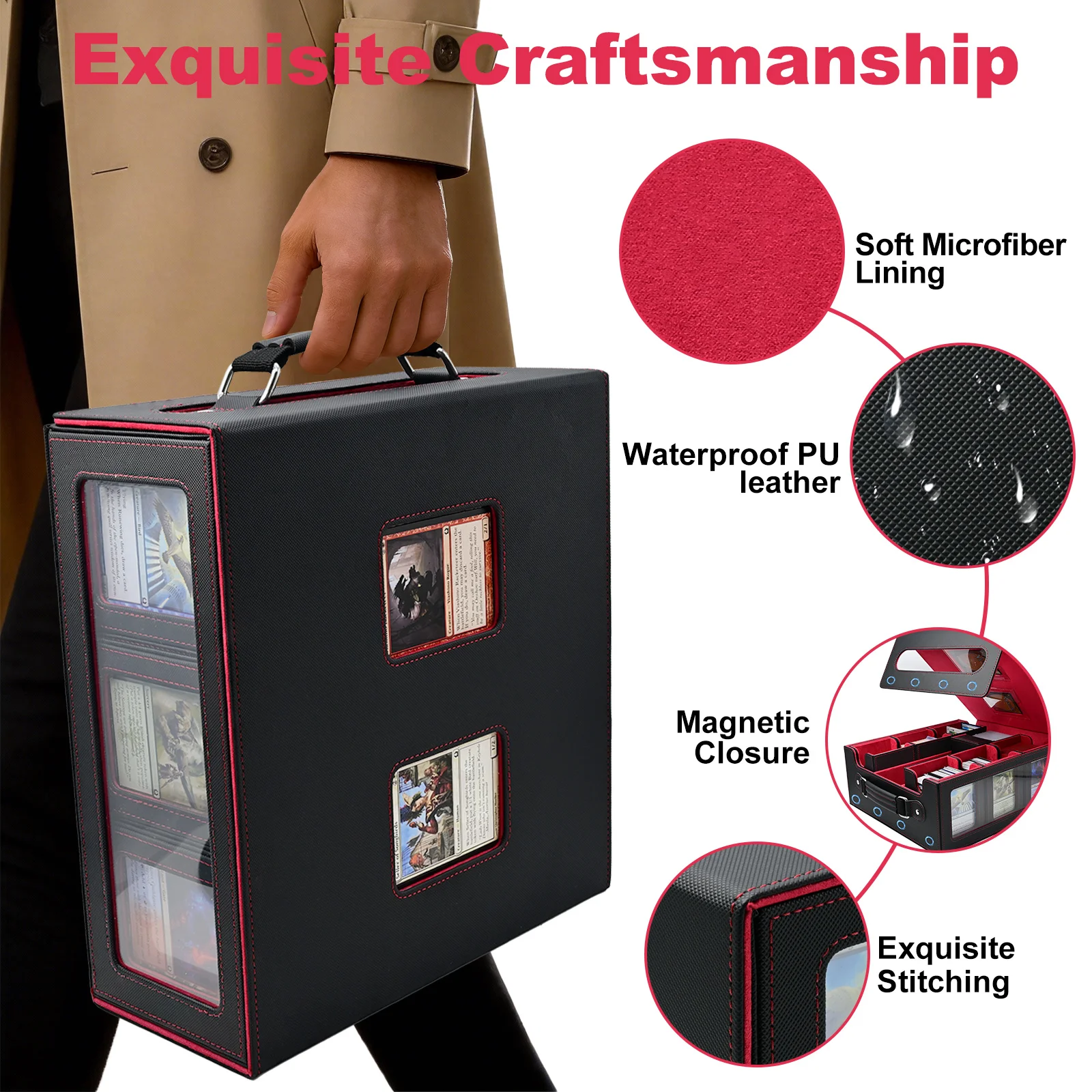 RyshePro Commander Deck Box with Handle Trading Card Storage Box