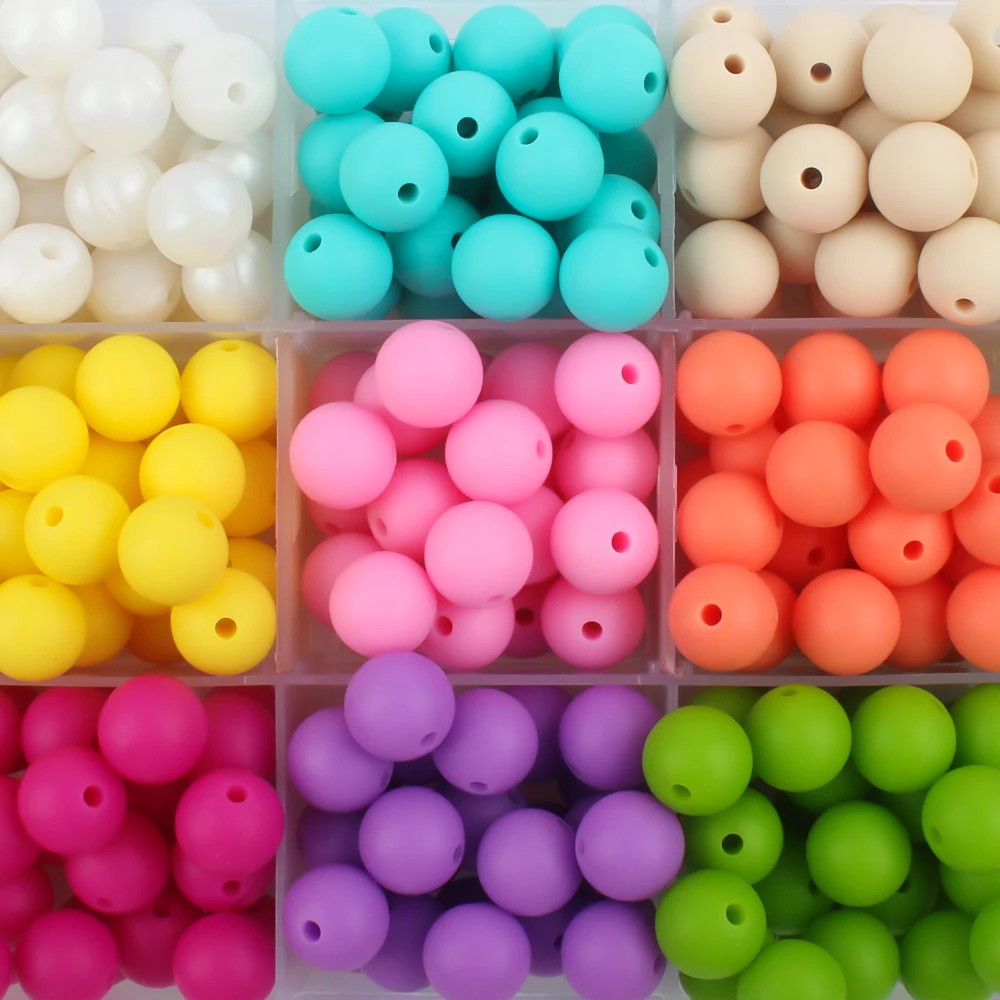 20/50/100pcs 15MM Silicone Round Beads Focal Beads DIY Keychain Bracelet pendant Accessories For Jewelry Making